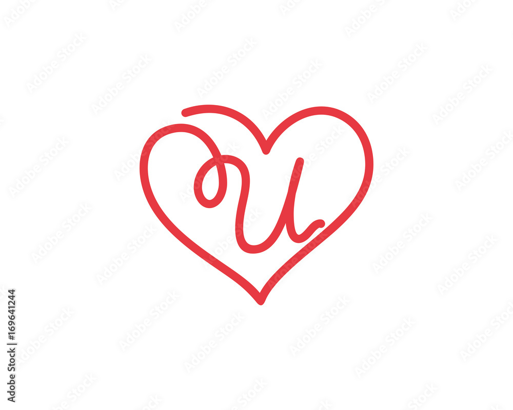 Letter U and heart logo 1