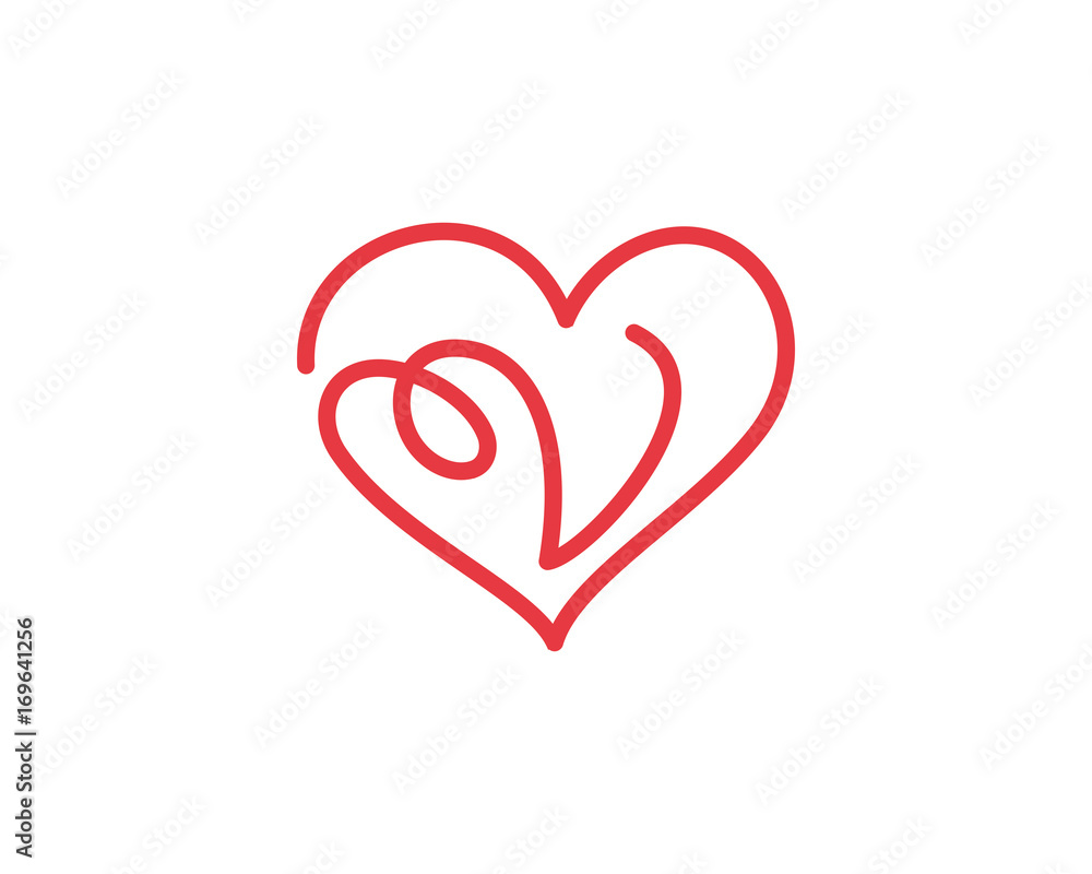 Letter V and heart logo 1 Stock Vector | Adobe Stock