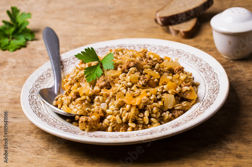 Pearl barley with vegetables
