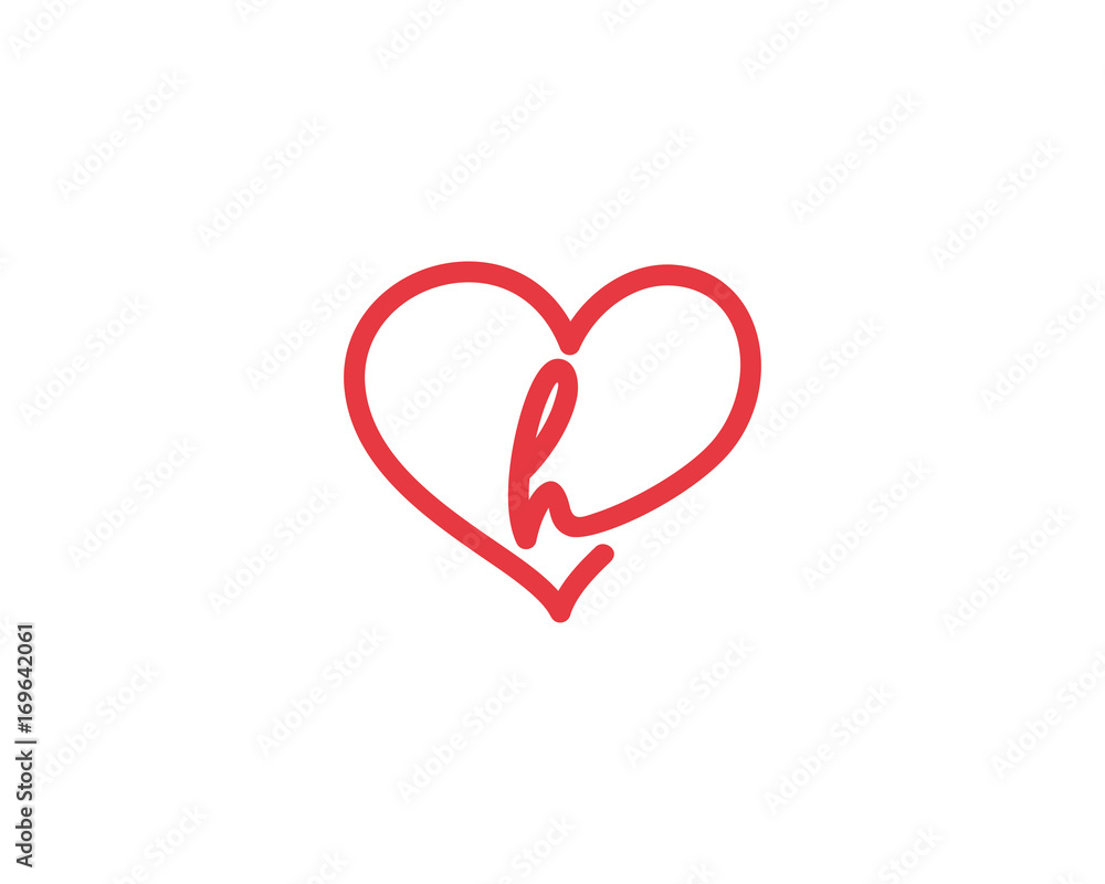 Lowercase Letter h and Heart Logo 1