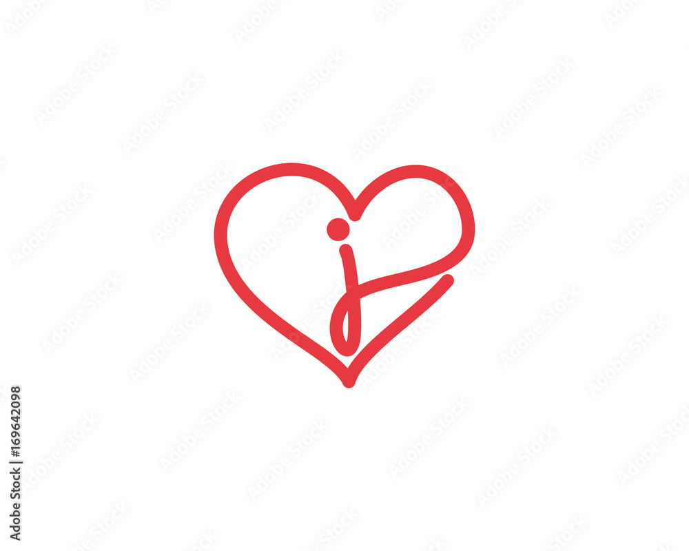 Lowercase Letter j and Heart Logo 1 Stock Vector | Adobe Stock
