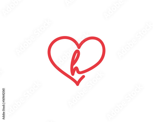 Lowercase Letter h and Heart Logo 1