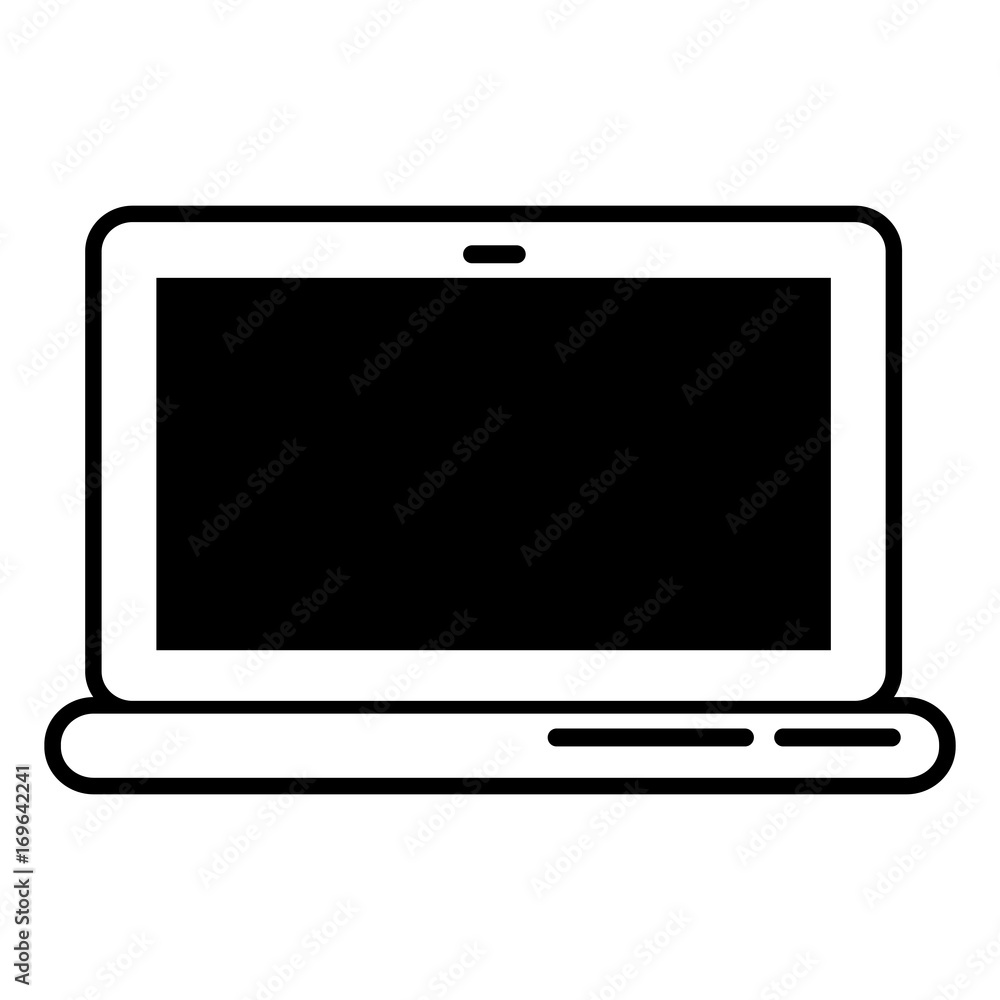 Black flat line laptop over white background vector illustration Black flat line laptop over white background vector illustration