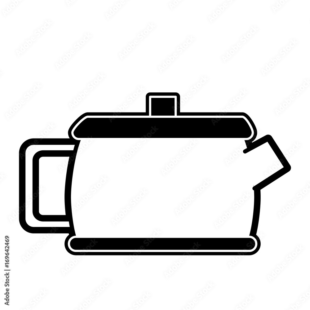 Black flat line teapot over white background vector illustration Black flat line teapot over white background vector illustration