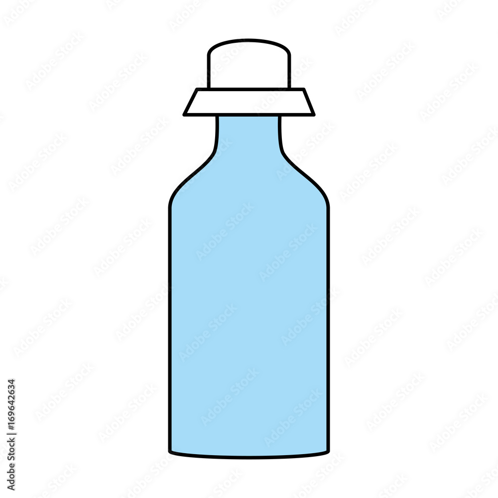 Flat line monocromatic bottle over white background vector illustration Flat line monocromatic bottle over white background vector illustration