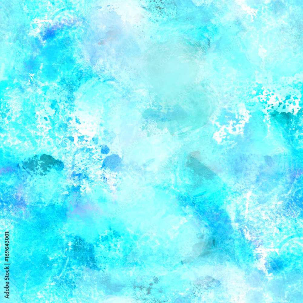 Seamless turquoise blue watercolor repeat print