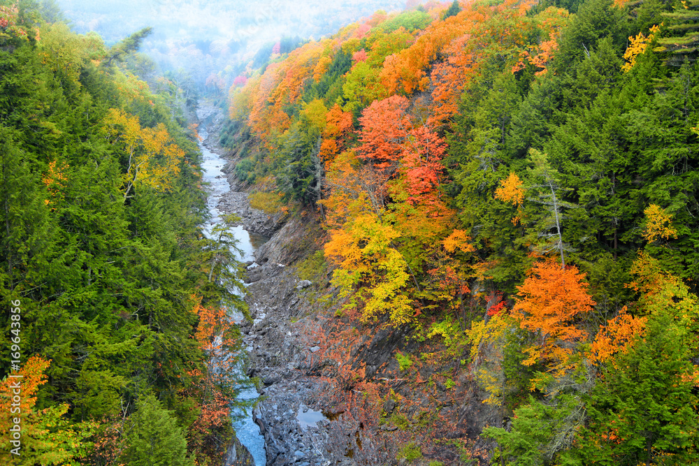 Stream passing through Quechee gorge in autumn time Stream passing through Quechee gorge in autumn time