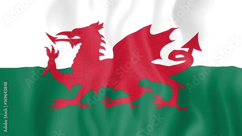 Animated flag of Wales in slow motion