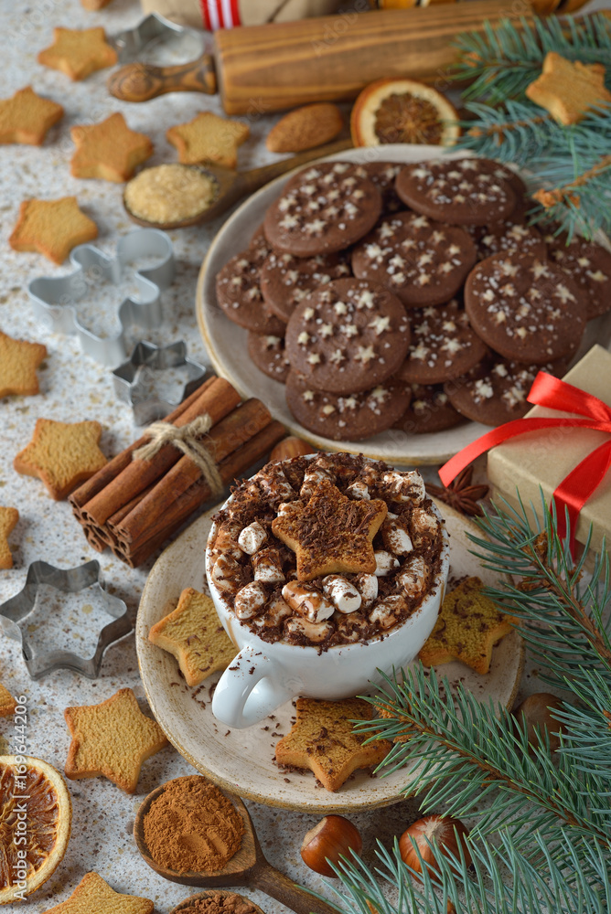 Christmas hot chocolate with marshmallow Christmas hot chocolate with marshmallow