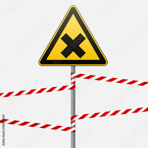 Safety sign. Caution - danger Harmful to health allergic irritant substances. Barrier tape. Vector illustrations