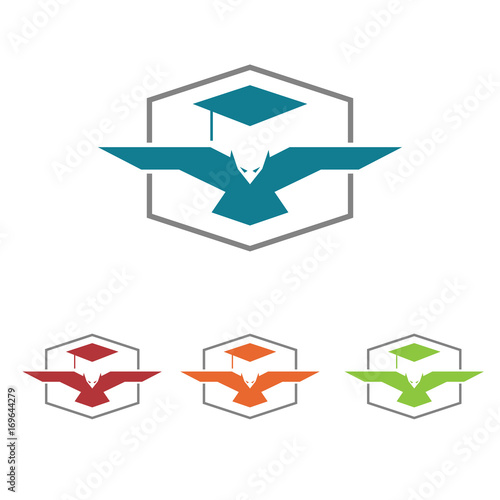 Simple Eagle Hawk Bird Education School Logo Symbol