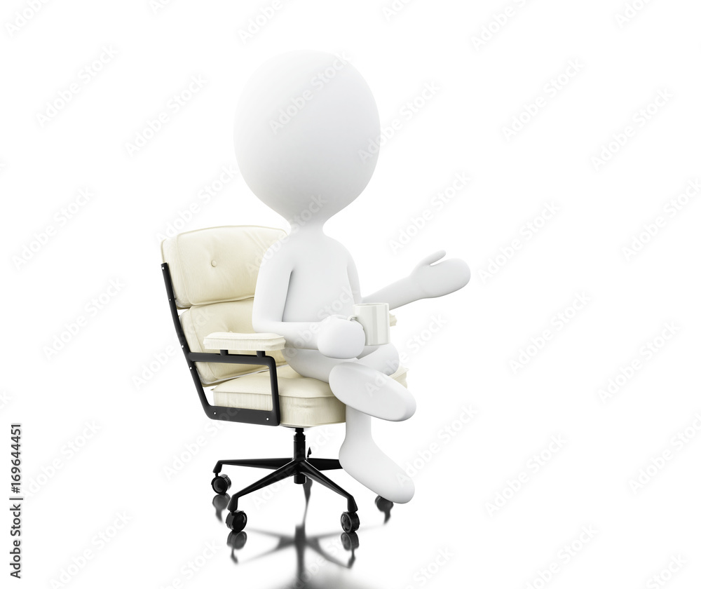 3d illustration. Business people sitting on a office chair. Business concept. Isolated white background 3d illustration. Business people sitting on a office chair. Business concept. Isolated white background