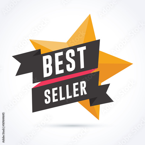 Best seller banner with ribbon and star