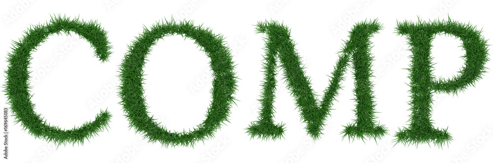 Comp - 3D rendering fresh Grass letters isolated on whhite background. Comp - 3D rendering fresh Grass letters isolated on whhite background.