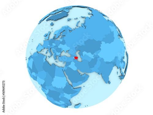 Azerbaijan on blue globe isolated