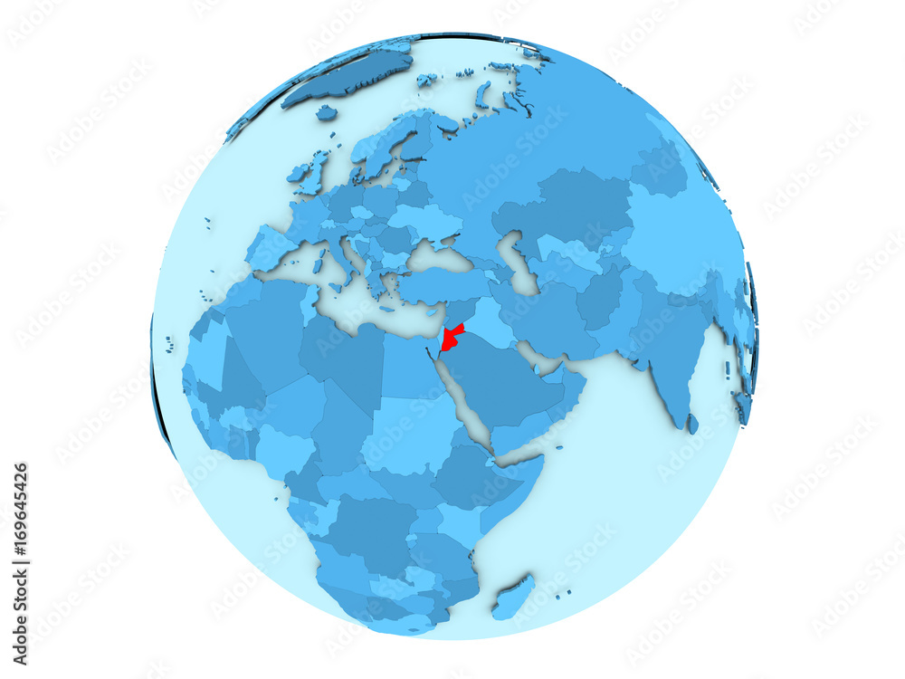 Jordan on blue globe isolated