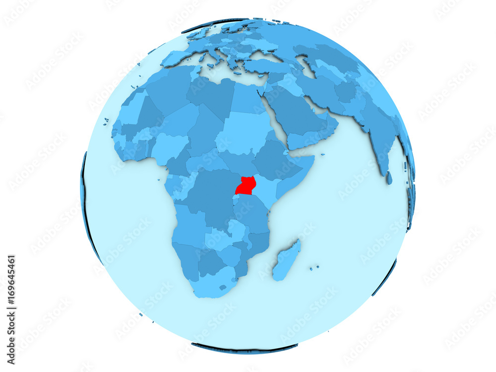 Uganda on blue globe isolated Uganda on blue globe isolated