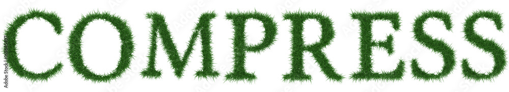 Compress - 3D rendering fresh Grass letters isolated on whhite background. Compress - 3D rendering fresh Grass letters isolated on whhite background.