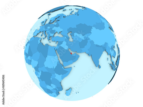 Qatar on blue globe isolated