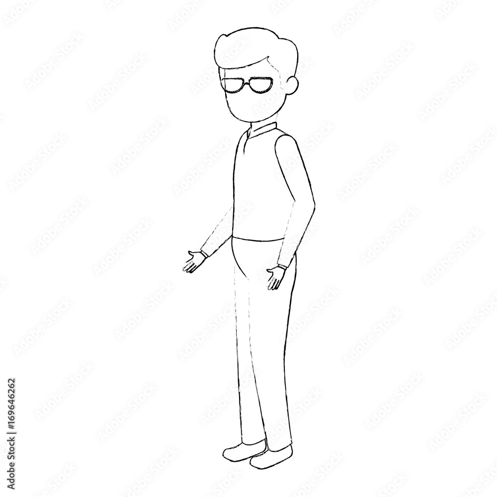 Fototapeta premium Man faceless avatar icon over white background vector illustration