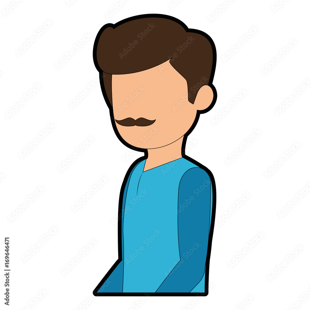 Man faceless avatar icon over white background vector illustration