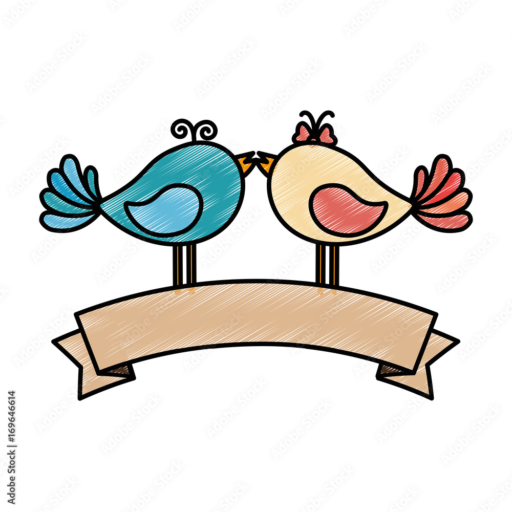 Cute couple of birdies icon vector illustration graphic design Stock Vector Adobe Stock