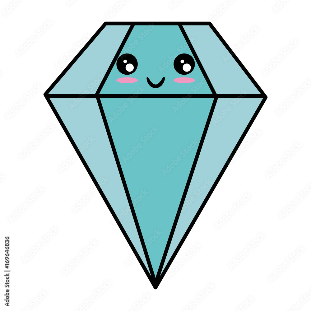 Diamond luxury diamond cute cartoon kawaii vector illustration graphic  Stock Vector | Adobe Stock