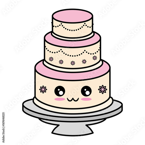 Cute wedding cake cute cartoon kawaii vector illustration graphic © Gstudio
