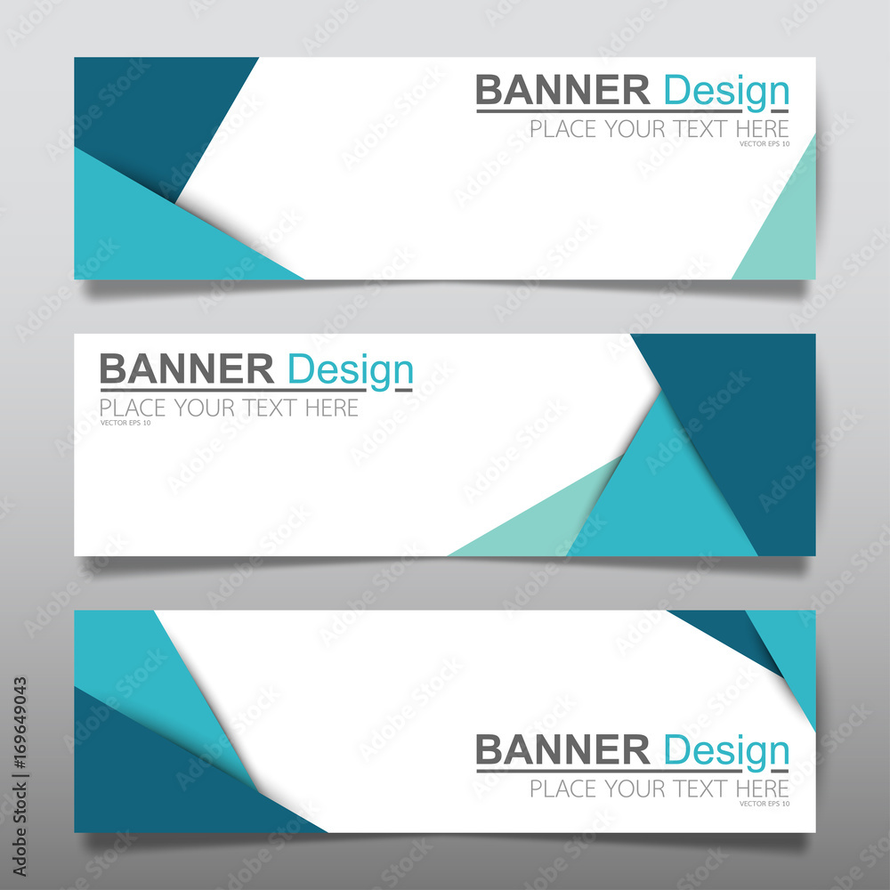 Collection horizontal business banner set vector templates. Clean modern geometric abstract background layout for website design. Simple creative cover header. In rectangle size.