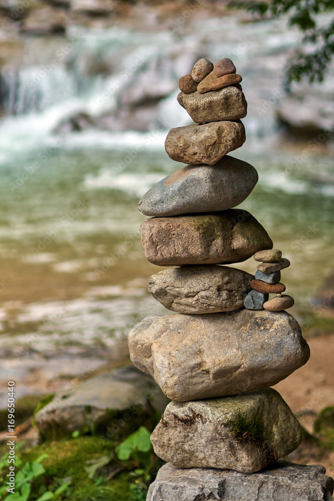 Stones arranged zen-like by the river Stones arranged zen-like by the river