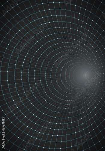 Illustration of Vector 3D Tunnel. Optical Illusion Vortex Twist Wireframe Background