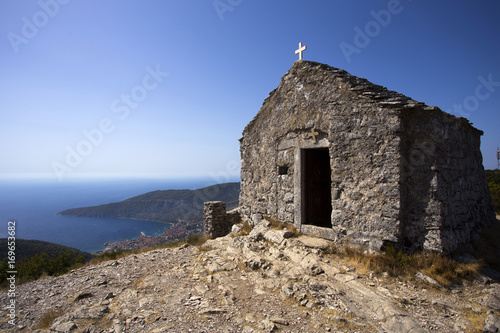 Old chapel on Holy Ghost  Sveti Duh  hill above Komiza  Croatia