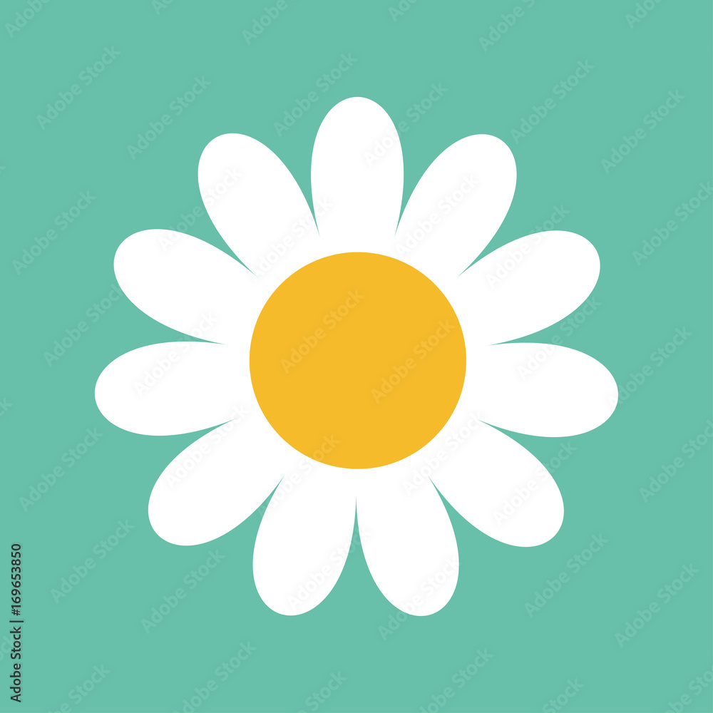 White daisy chamomile. Cute big flower plant collection. Love card. Camomile icon Growing concept. Flat design. Green background. Isolated. White daisy chamomile. Cute big flower plant collection. Love card. Camomile icon Growing concept. Flat design. Green background. Isolated.