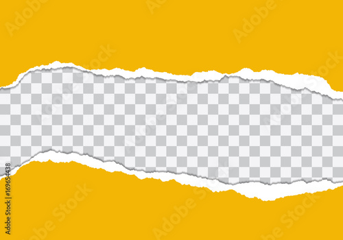 Vector illustration of torn yellow paper with transparent background isolated on white background