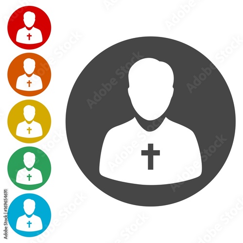 Priest Icons set Flat Graphic Design - Illustration 