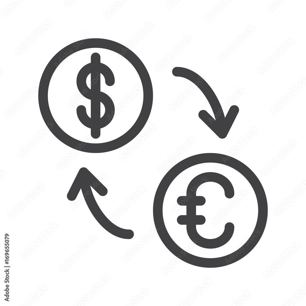 Exchange rate line icon, outline vector sign, linear style pictogram isolated on white. Symbol, logo illustration. Editable stroke Exchange rate line icon, outline vector sign, linear style pictogram isolated on white. Symbol, logo illustration. Editable stroke