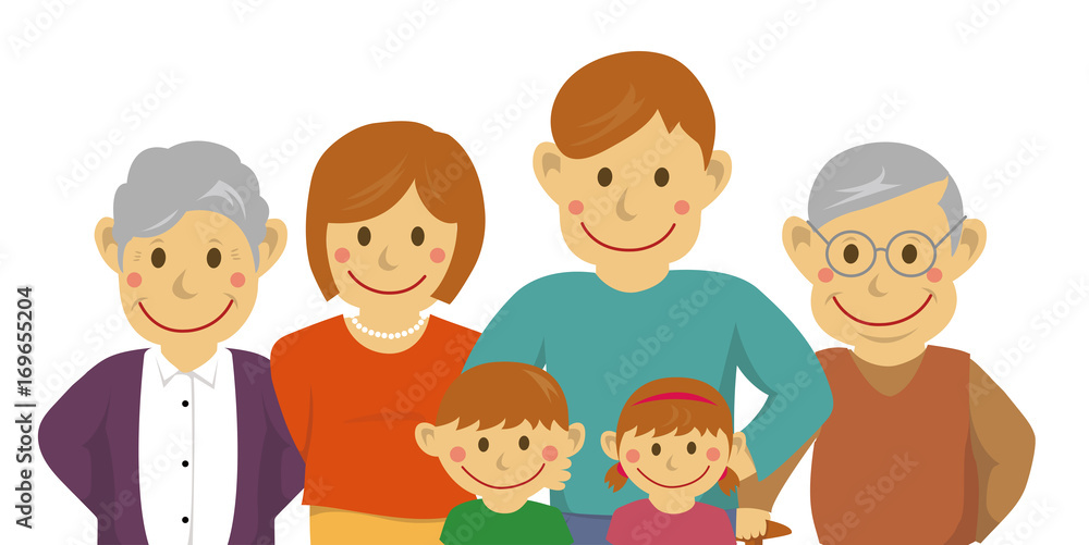Family illustration (image) / with grandparents / from the waist up Family illustration (image) / with grandparents / from the waist up