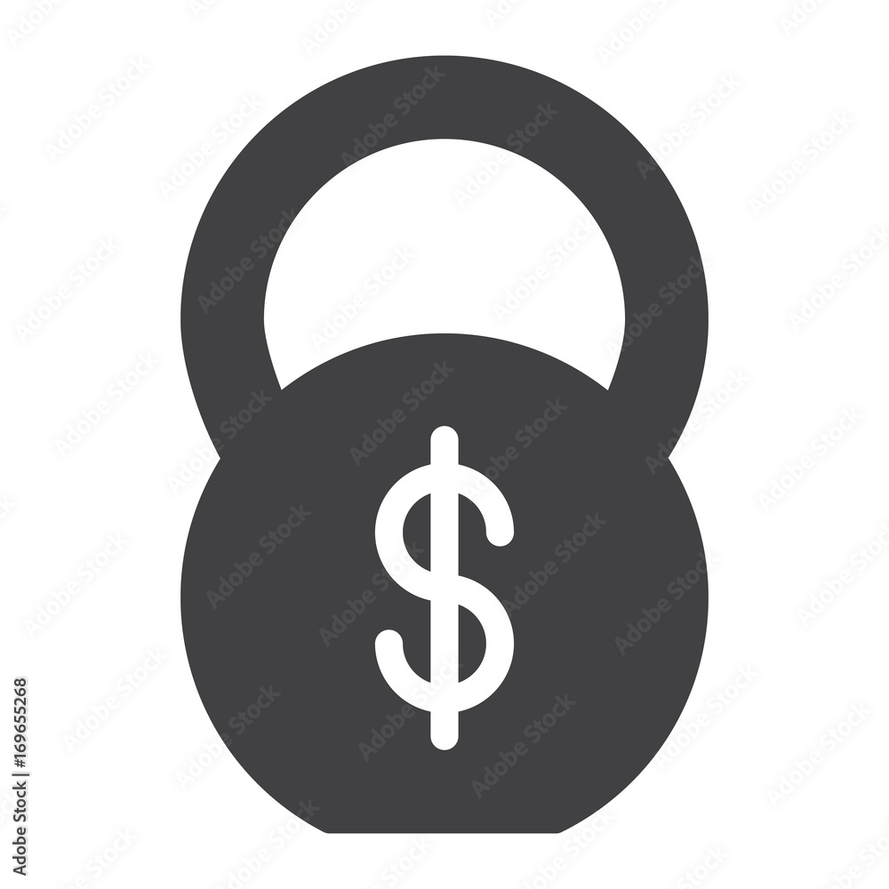 Financial weight with dollar icon vector, filled flat sign, solid pictogram isolated on white. Symbol, logo illustration. Pixel perfect graphics