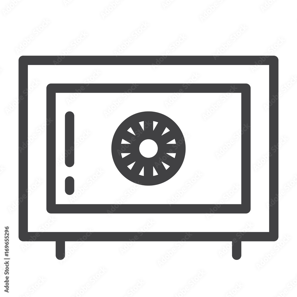 Metal bank safe box line icon, outline vector sign, linear style pictogram isolated on white. Symbol, logo illustration. Editable stroke Metal bank safe box line icon, outline vector sign, linear style pictogram isolated on white. Symbol, logo illustration. Editable stroke