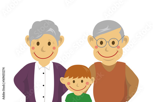 Family illustration (image) / grandparents and grandson / from the waist up