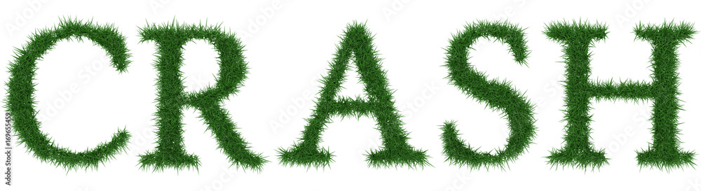 Crash - 3D rendering fresh Grass letters isolated on whhite background. Crash - 3D rendering fresh Grass letters isolated on whhite background.