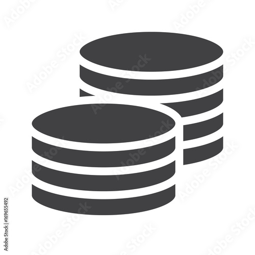 Coins icon vector, filled flat sign, solid pictogram isolated on white. Fee symbol, logo illustration. Pixel perfect vector graphics