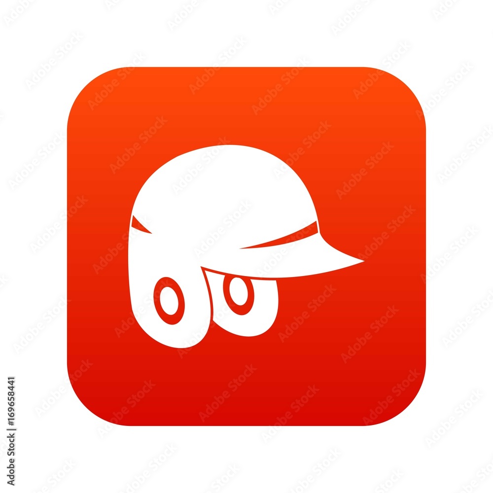 Baseball helmet icon digital red Baseball helmet icon digital red