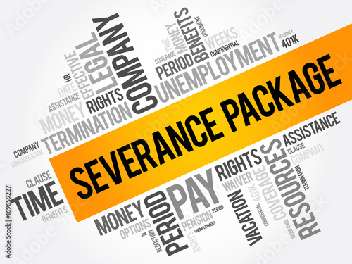 Severance package word cloud collage , social concept background