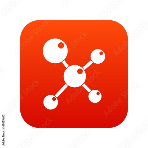 Chemical and physical molecules icon digital red