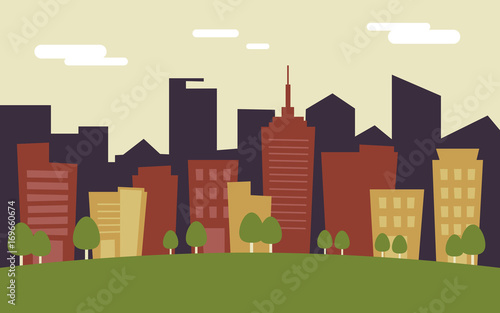 city scape, buildings and architectures, industrial building vector, flat building illustration