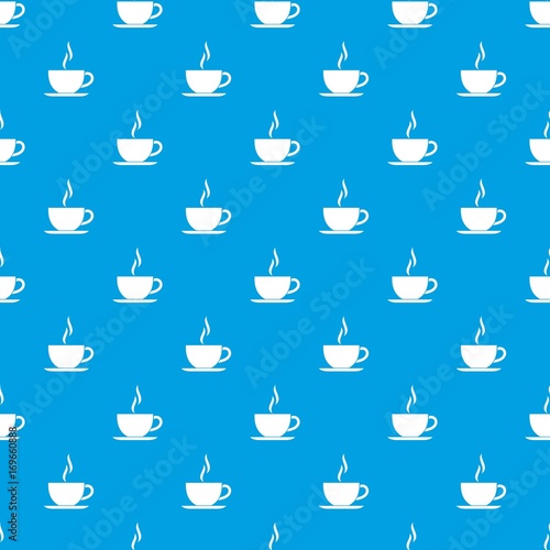 Cup of hot drink pattern seamless blue