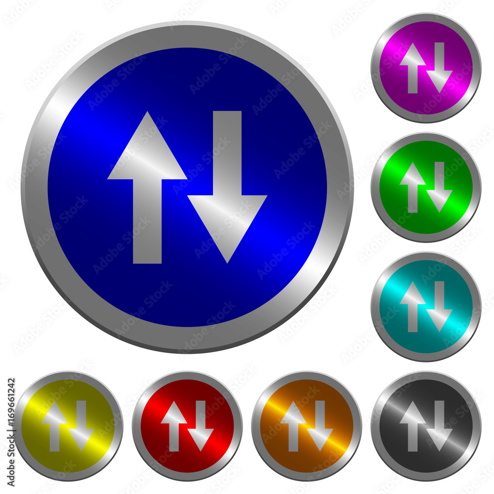 Data traffic luminous coin-like round color buttons Data traffic luminous coin-like round color buttons