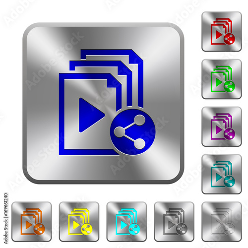 Share playlist rounded square steel buttons