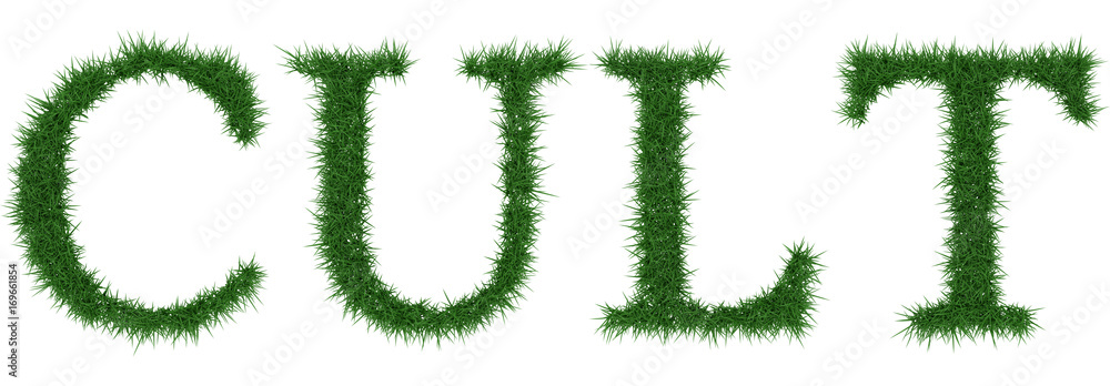 Cult - 3D rendering fresh Grass letters isolated on whhite background. Cult - 3D rendering fresh Grass letters isolated on whhite background.